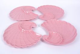 4 rosa Muschel-Teller aus Keramik