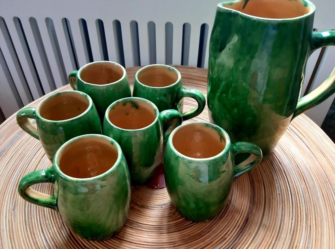 Tassen: Set brocca e 6 tazze ceramica verde – Gebraucht aus Castagnola von sadeco 2