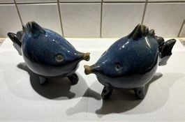 Tolle Sommer-Deko, zwei hübsche, blaue Fische aus Keramik