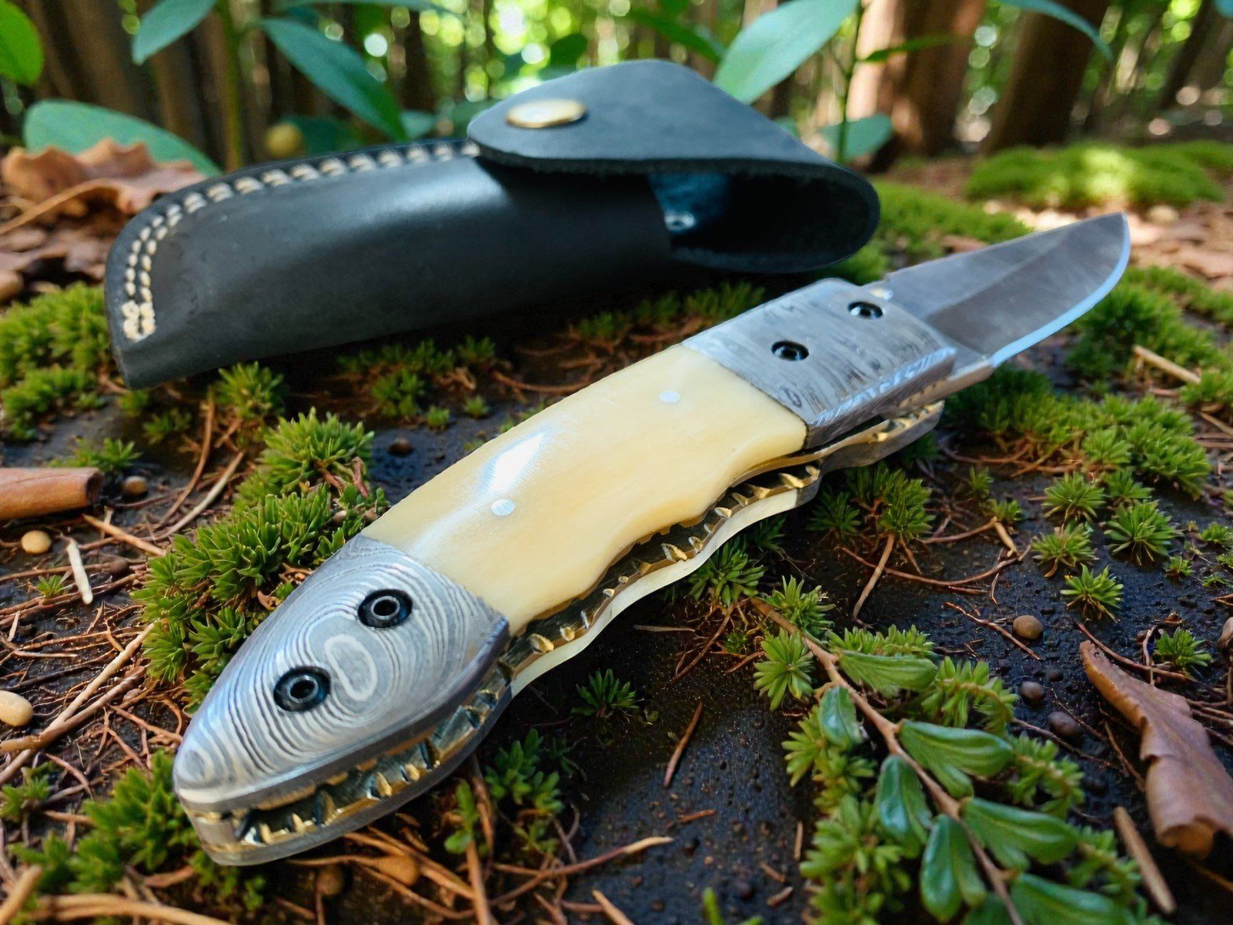 Coltelli tascabile: Damast Messer Klappmesser HANDMADE 19cm bergmann No. 05 – Nuovo e nell'imballaggio originale da Bergdietikon venduto da shopAgent 7
