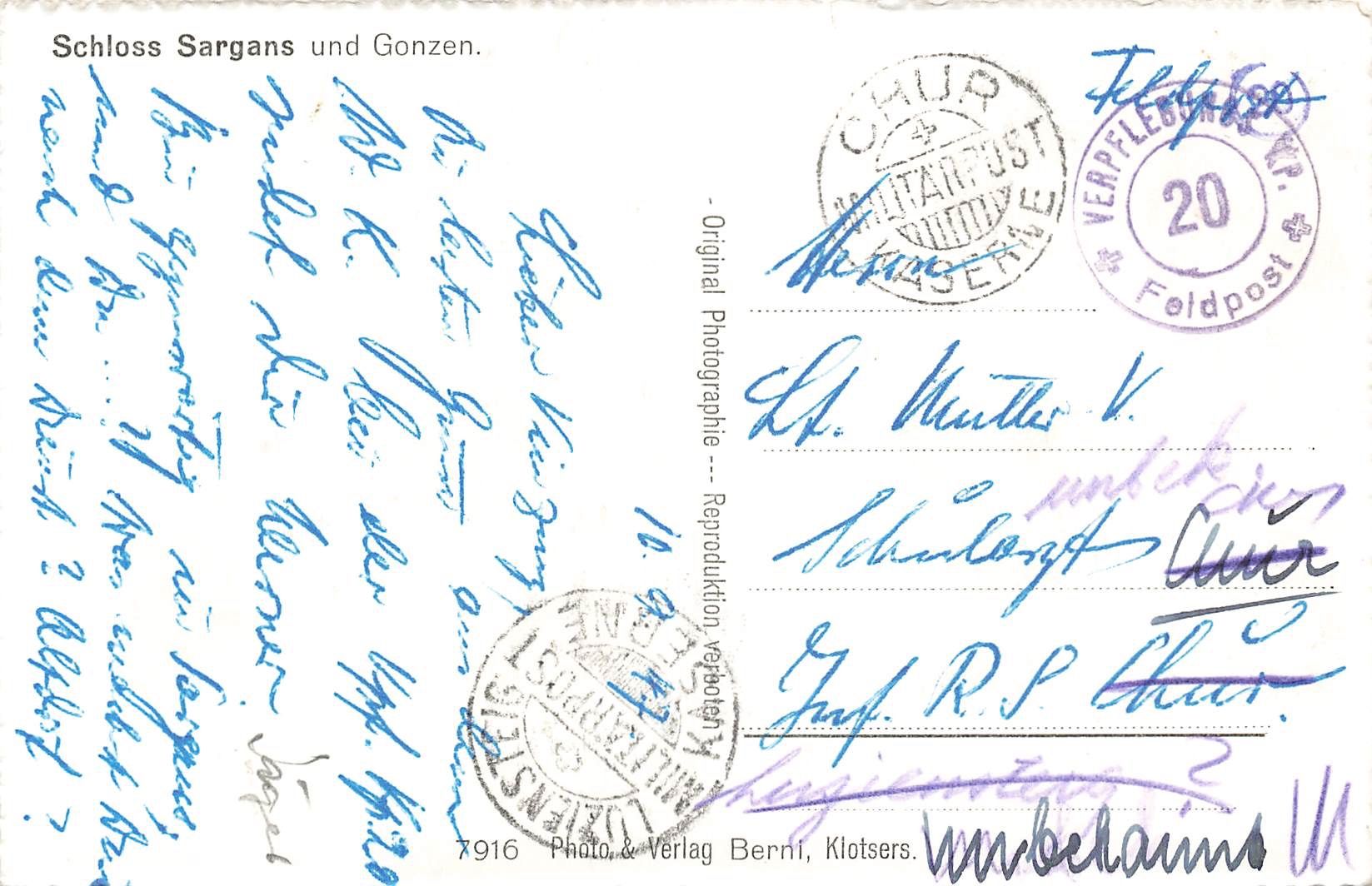 Ansichtskarten: Schloss sargans und Gonzen – Gebraucht aus Biasca von Blenio71 1