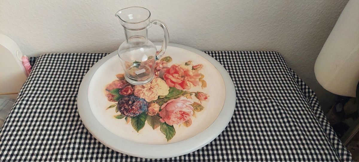 Tutte le decorazioni: Blumen Serviertablett, Durchmesser 33cm - Vintage Stil! – Nuovo (secondo la descrizione) da Basel venduto da Pureza82 1