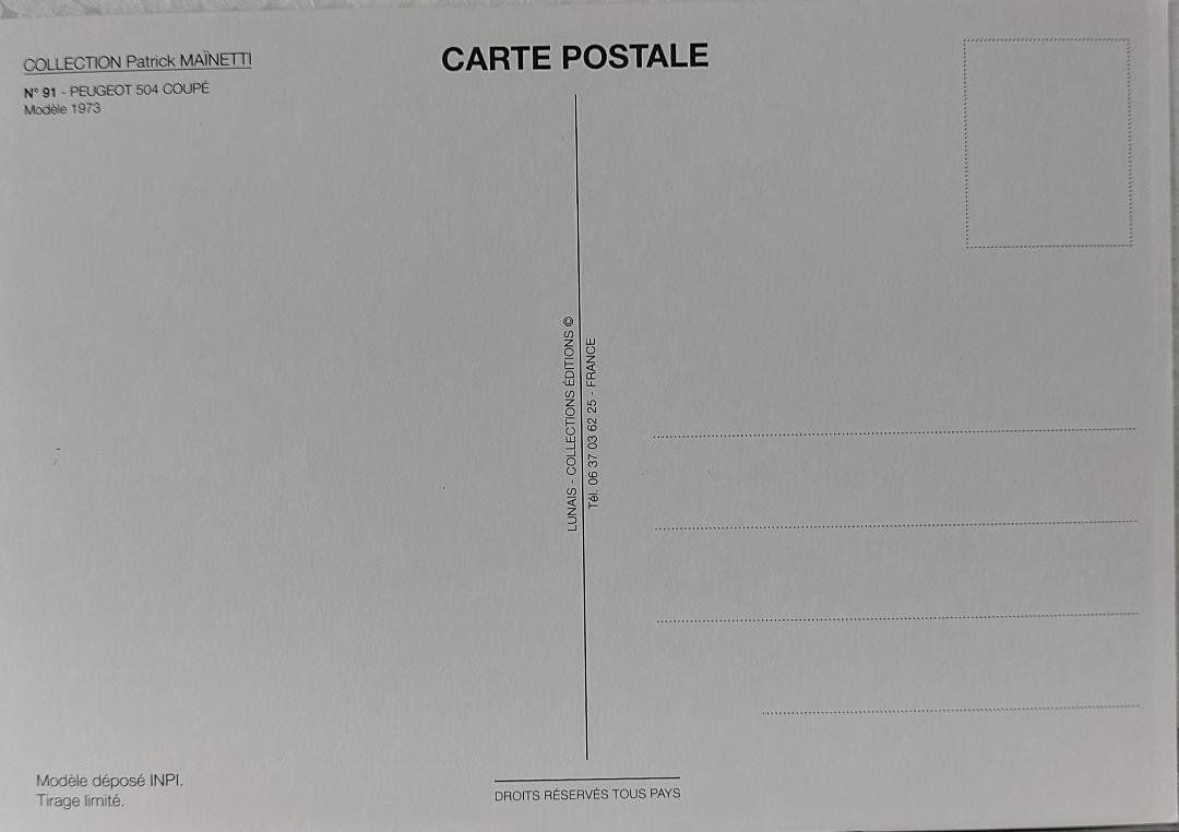 Cartoline postali: PEUGEOT 504 Coupé - Modèle 1973 – Nuovo (secondo la descrizione) da Delémont venduto da Domdom1 1