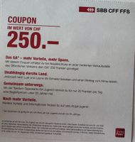 SBB Gutschein 250 CHF für neues GA (Kind / Jugend / 25-Jähri