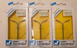 3Stk. Viessmann 64951 Laternen mit weissem LED, doppelt