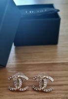 Chanel CC Crystal Stud Earrings – Gold (A23 Collection)