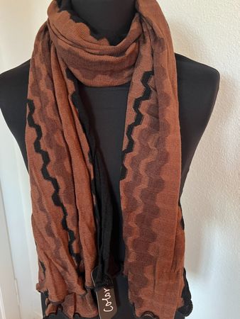 Colora Schal, 100% Wolle, Braun/Schwarz, NEU