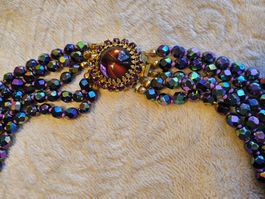 Top Vintage 5 Strang Aurora borealis Glas Halskette 50 er