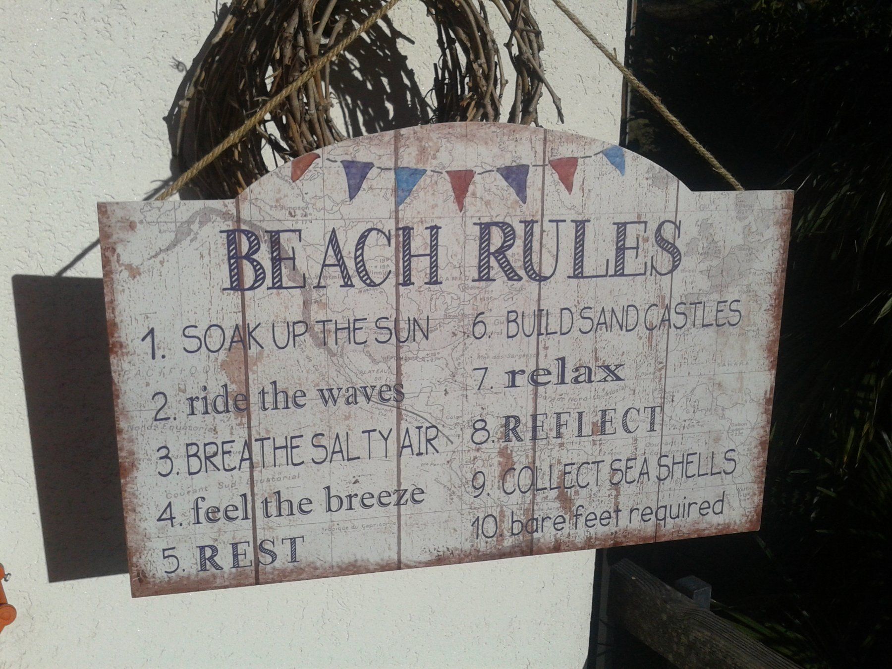 Insegne: grosses Holzschild "BEACH RULES" Strand Pool Bar Bad – Nuovo (secondo la descrizione) da Camorino venduto da Campellino