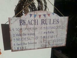 grosses Holzschild "BEACH RULES" Strand Pool Bar Bad