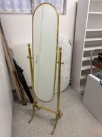 Eleganter Standspiegel Messing oval Vintage