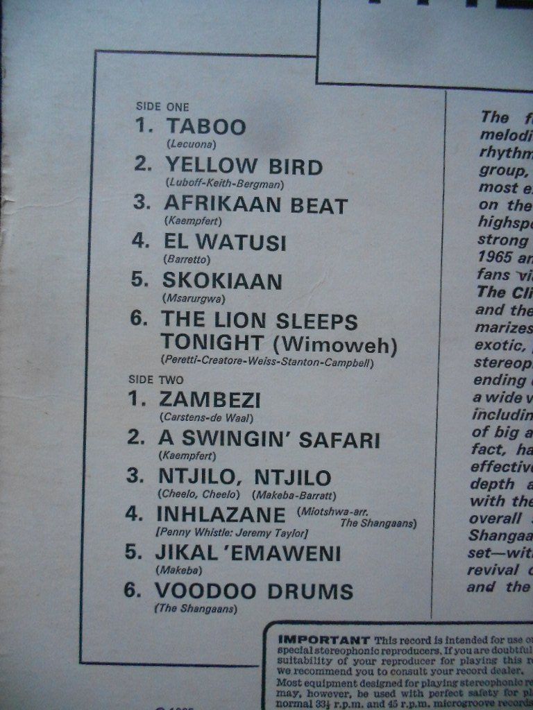 Dischi in vinile: THE SHANGAANS  -  JUNGLE DRUMS – Usato da Bex venduto da Giorgiob 2