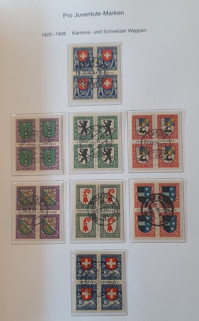 Alle Briefmarken: Pro Juventute 4er Block Sammlung 1913 - 2009 – Gebraucht aus Kreuzlingen von Rschweiz1 4
