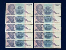 Belgrad 1993 - Jugoslawien - 10 x 50000 Dinara