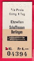KARTON BILLETT, ETZWILEN - BERLINGEN, 2.KLASSE, RETOUR,HALBT