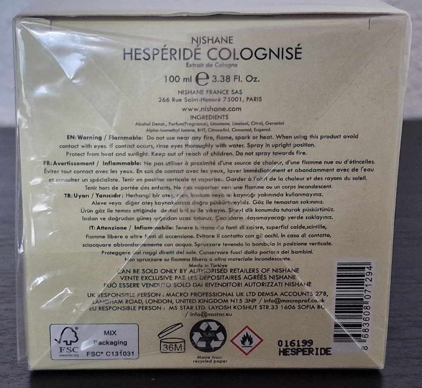 Nishane Profumi & Eau de Toilette: Nischane Hespéridé Colognisé 100 ml – Usato da Mauren venduto da Cthulchu 4