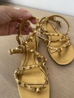 Valentino Rockstud Sandals Gold Size 38.5 Leather Made in It