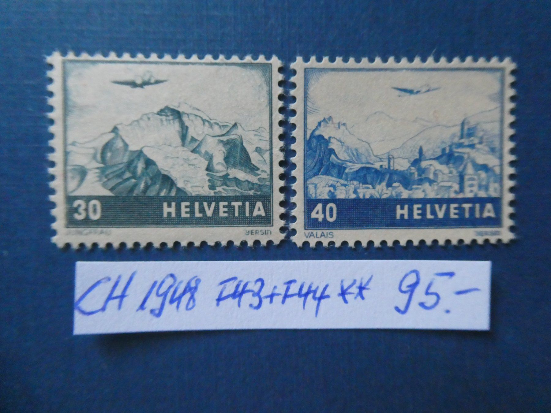 Tutti i francobolli: CH 1948 F43+F44 postfrisch ** – Usato da Lausen venduto da Herbamare01