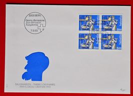MENSCH UND BERUF KÄSER 854 VIERERBLOCK FDC 1993