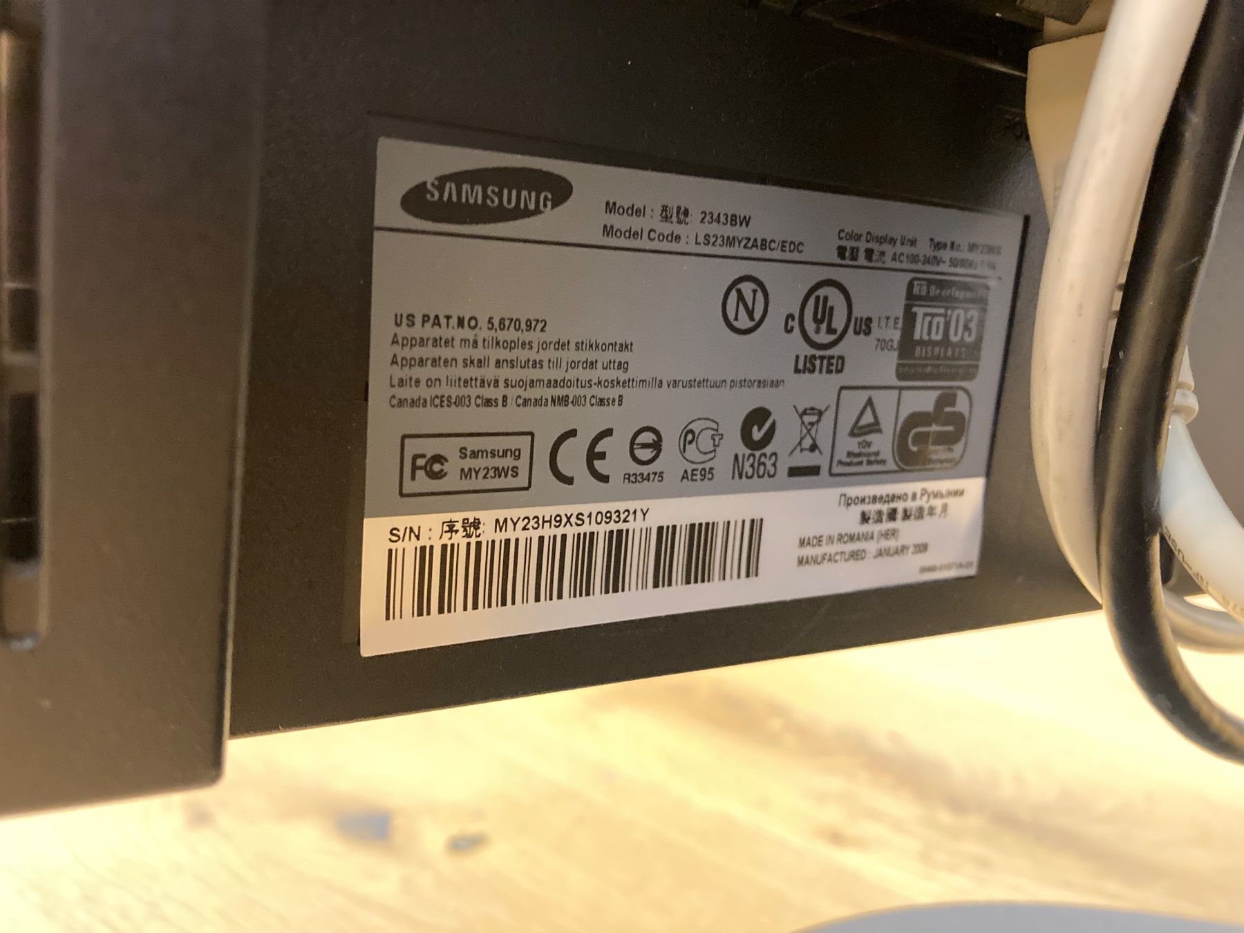 Monitor: Monitor Samsung SyncMaster 2343BW schwarz Bildschirm – Usato da Seuzach venduto da foifer 6