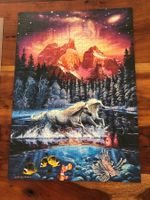 Adventskalender Puzzle, galoppierende Pferde mit Bergen