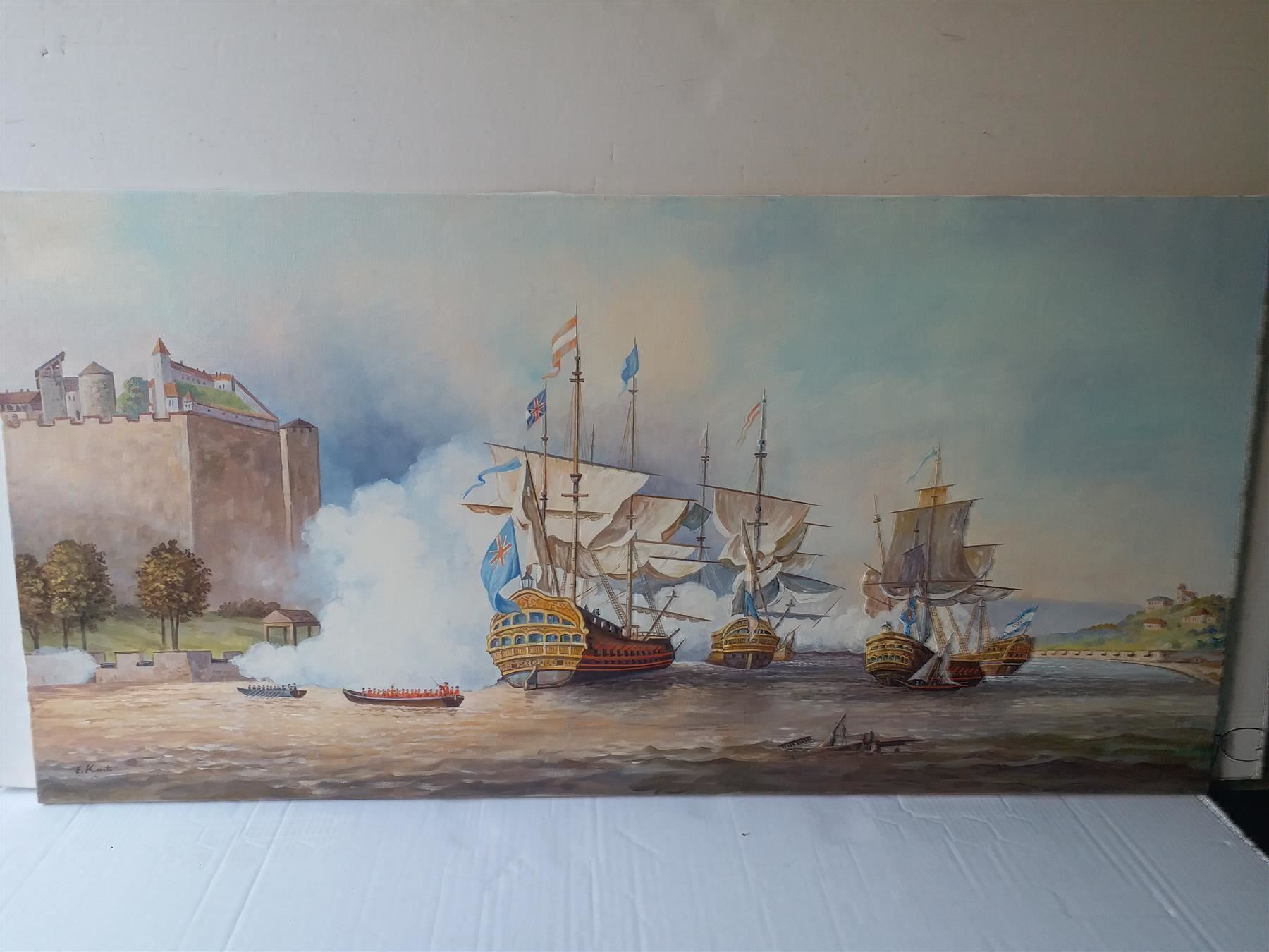 Gemälde: E.Kurti "Segel Regatta" Oelgemälde – Gebraucht aus Zürich von Galerie-Kunst