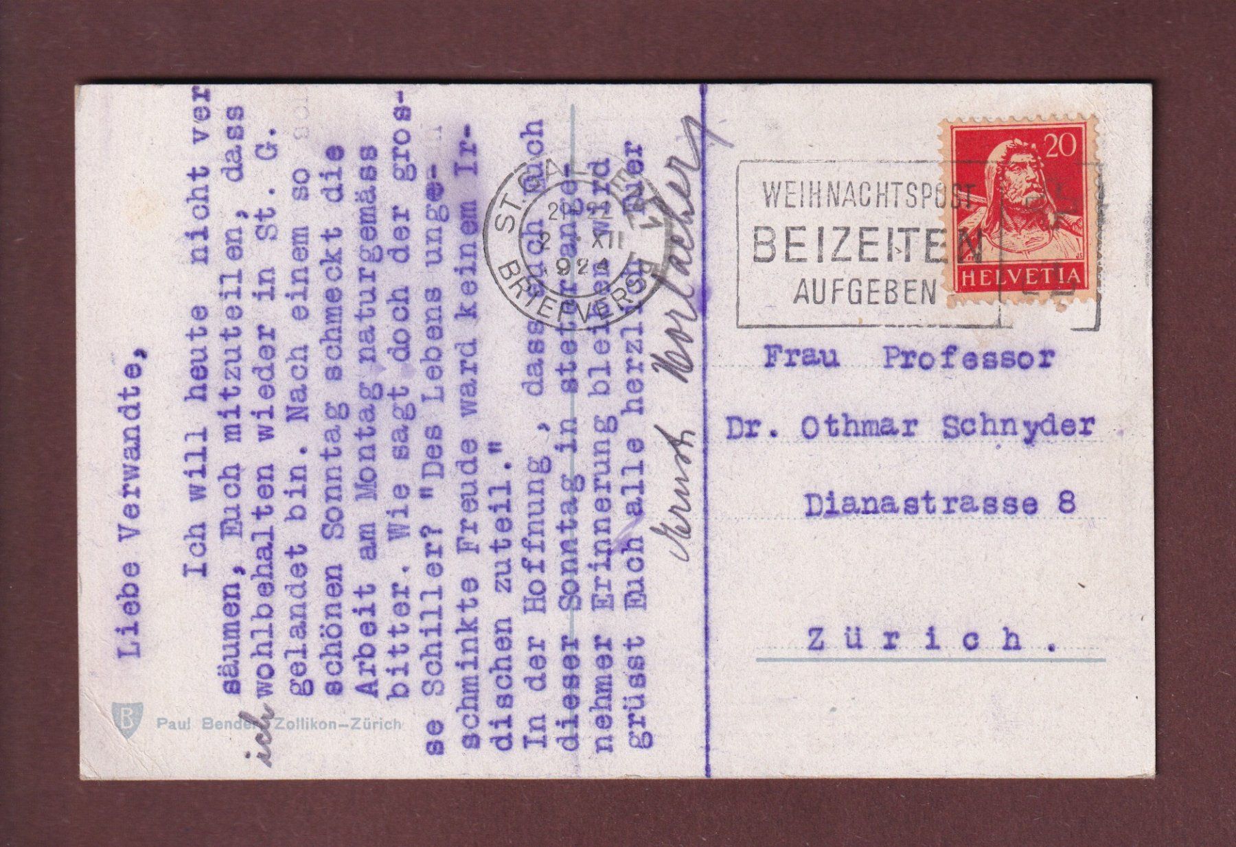 Cartoline postali: ST. GALLEN - Teilansicht - Bodensee - 1924 – Usato da Pully venduto da nicecards 1