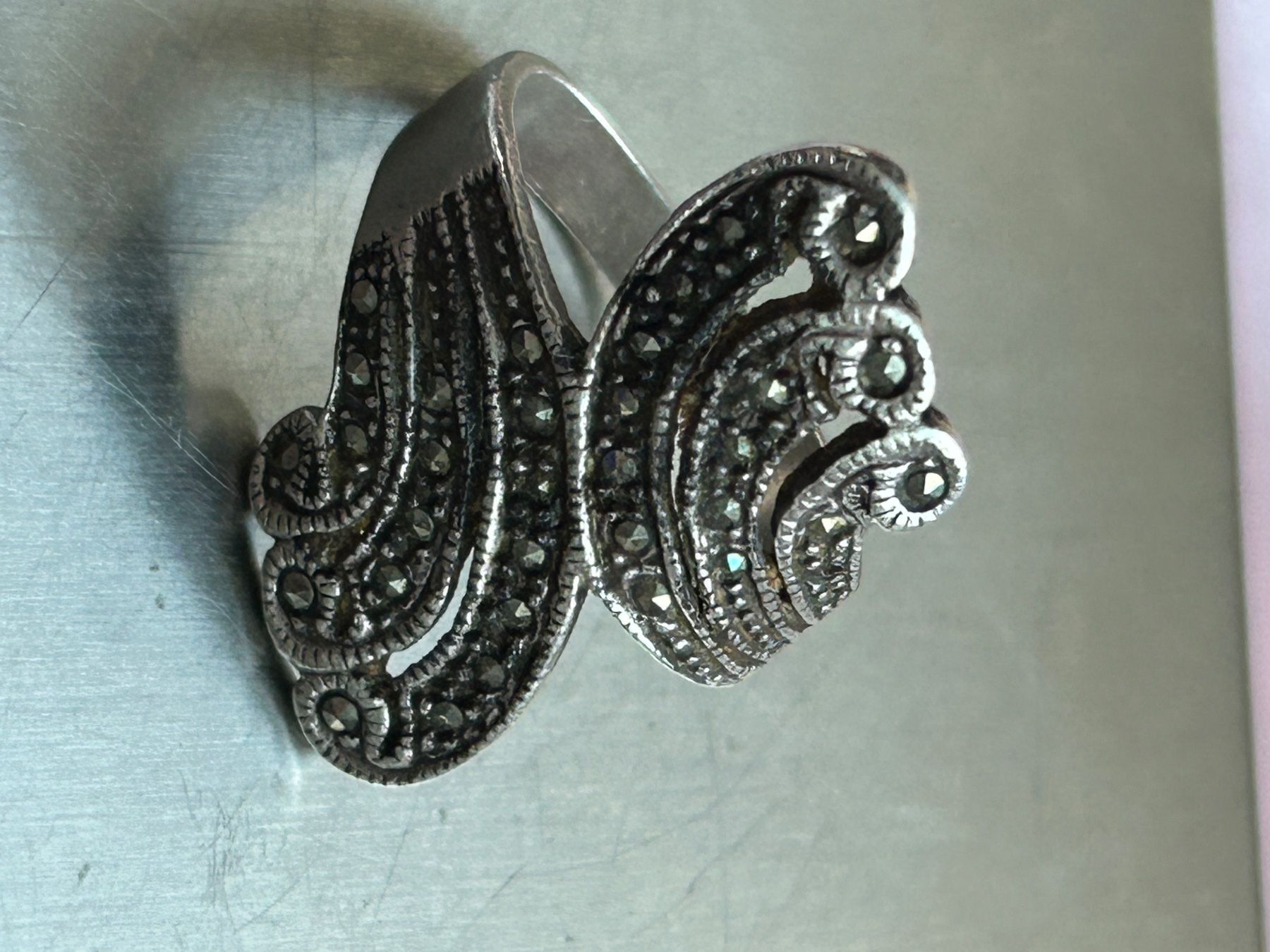 Anelli: Silberring 925 Markasit Gr. 54 Jugendstil Art Deco – Usato da Laufen venduto da belleskulptur 9