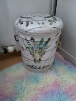 Sitzhocker mit Stauraum Motiv Wild and Free weiss rund