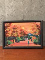 Framed Sunset Landscape signed Painting - Summer Vibes Art