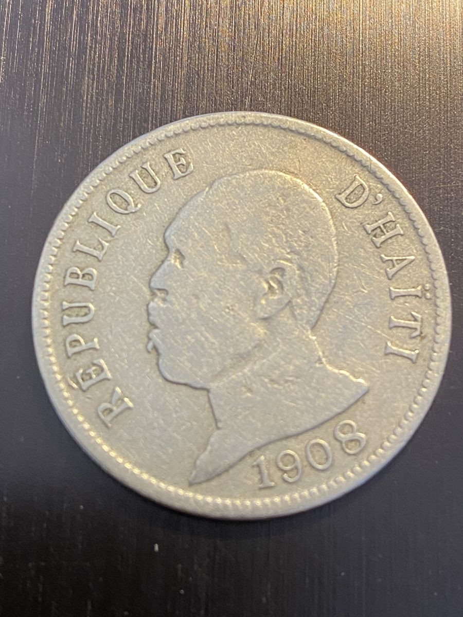 Alle Münzen: Haïti, 50 centimes 1908 cupronickel – Gebraucht aus Corsier-sur-Vevey von Ginoarturo