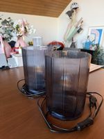 2x IKEA Tischlampen aus Rauchglas | Geriffeltes Glas |