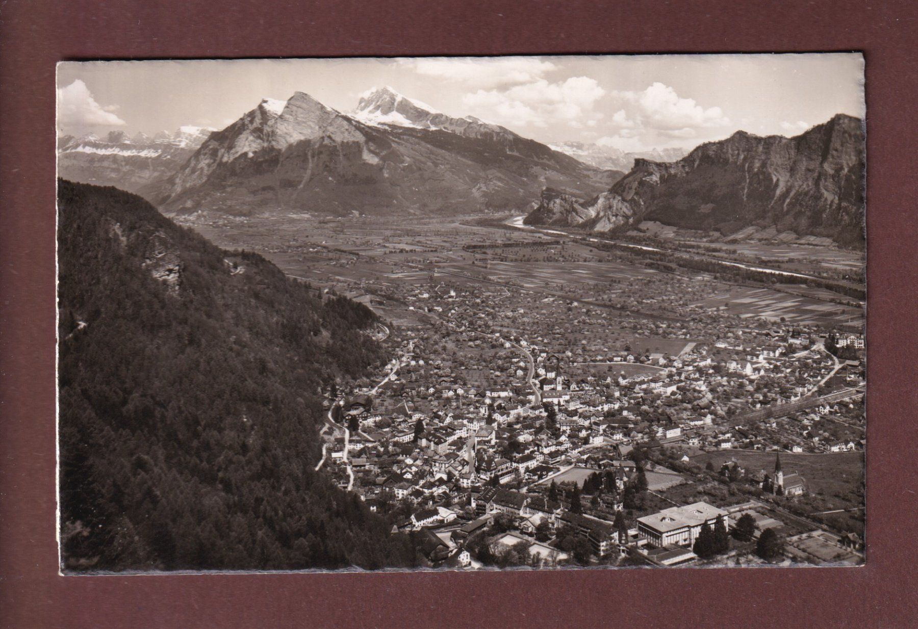 Cartoline postali: BAD RAGAZ - Gonzen - Alvier - 1955 – Usato da Pully venduto da nicecards-shop