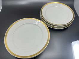 Antike Teller, Weiss mit Goldrand, verm. Um 1850