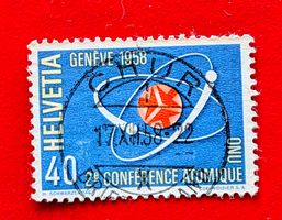 ATOMKONFERENZ GENF 338 VOLLSTEMPEL CHUR GRAUBÜNDEN 1958