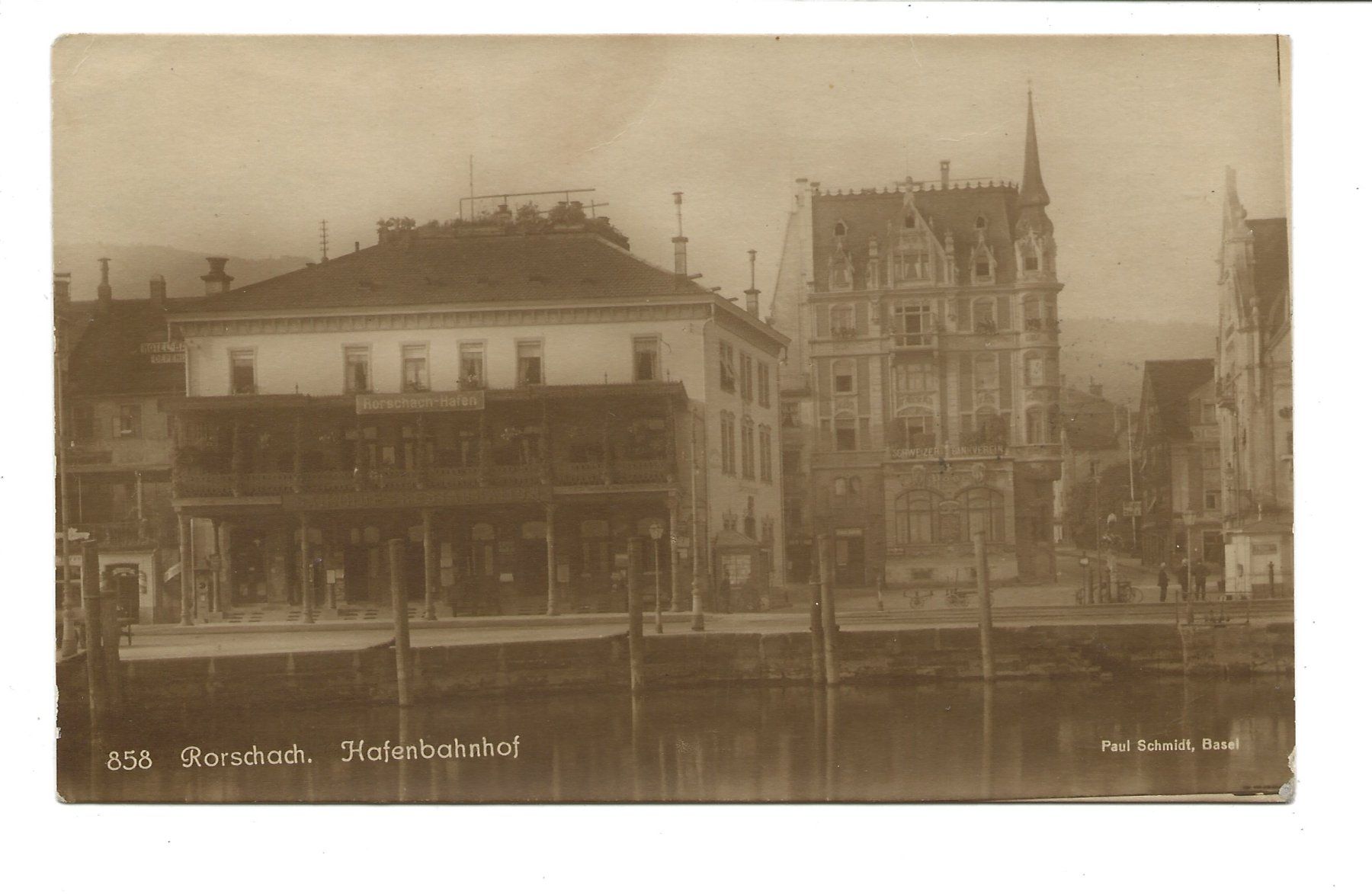 Cartoline postali: Rorschach (SG) Bahnhof - Hafen - Bahnhofbuffet - 1925 – Usato da Engelburg venduto da Cartophil