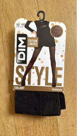 DIM Fantasie Strumpfhose Style schwarz/gold, Grösse 1/2, Neu
