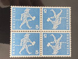 Schweiz 1960 Kehrdruck 4er-Block 5 Standesläufer postfrisch