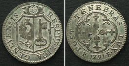 GENEVE / GENF 3 Sols 1791 Billon FDC, PRACHTSTÜCK! stgl