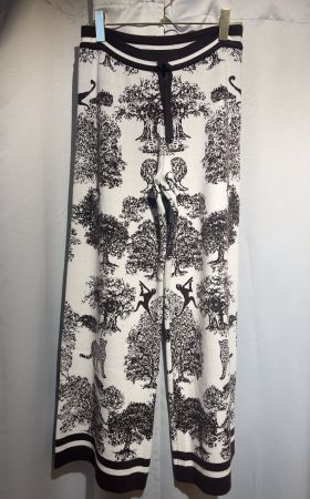 Wunderschöne Palazzo-Hose weiss/braun - Tiermotiv