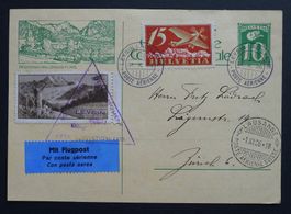Flugspende Vignette Nr. 20 auf Karte, Flugmeeting Leysin1926