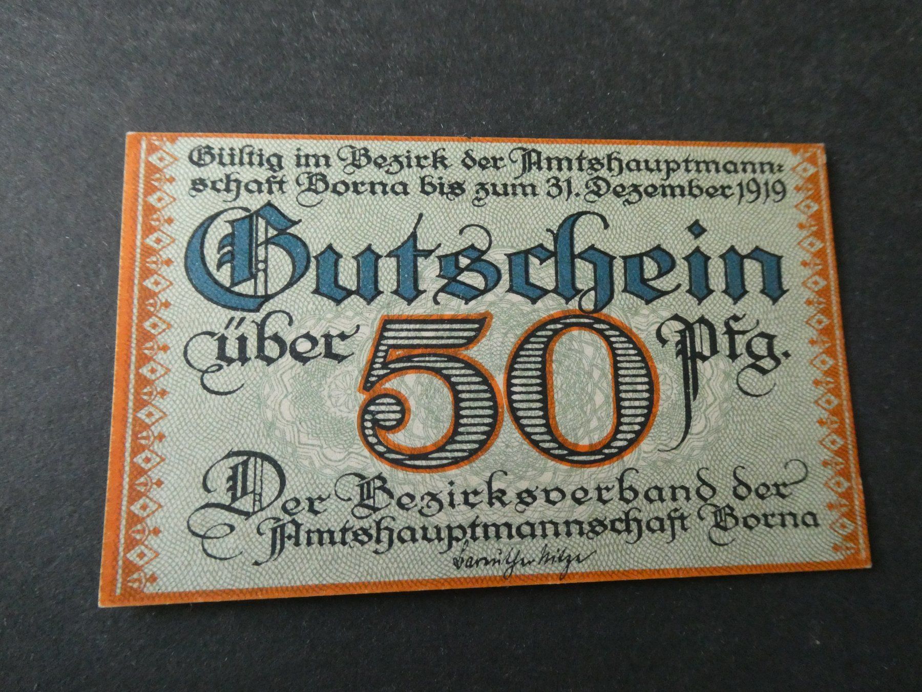 Banknoten: Dt. Reich, Borna -  Notgeldschein – Gebraucht aus Hinterforst von Rohusri