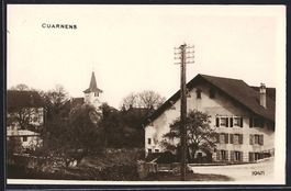 AK Cuarnens, Ortspartie mit Strasse