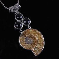AKTION 2 Ketten Ammonit 3 Schwarz Achat Collier Agate Noire