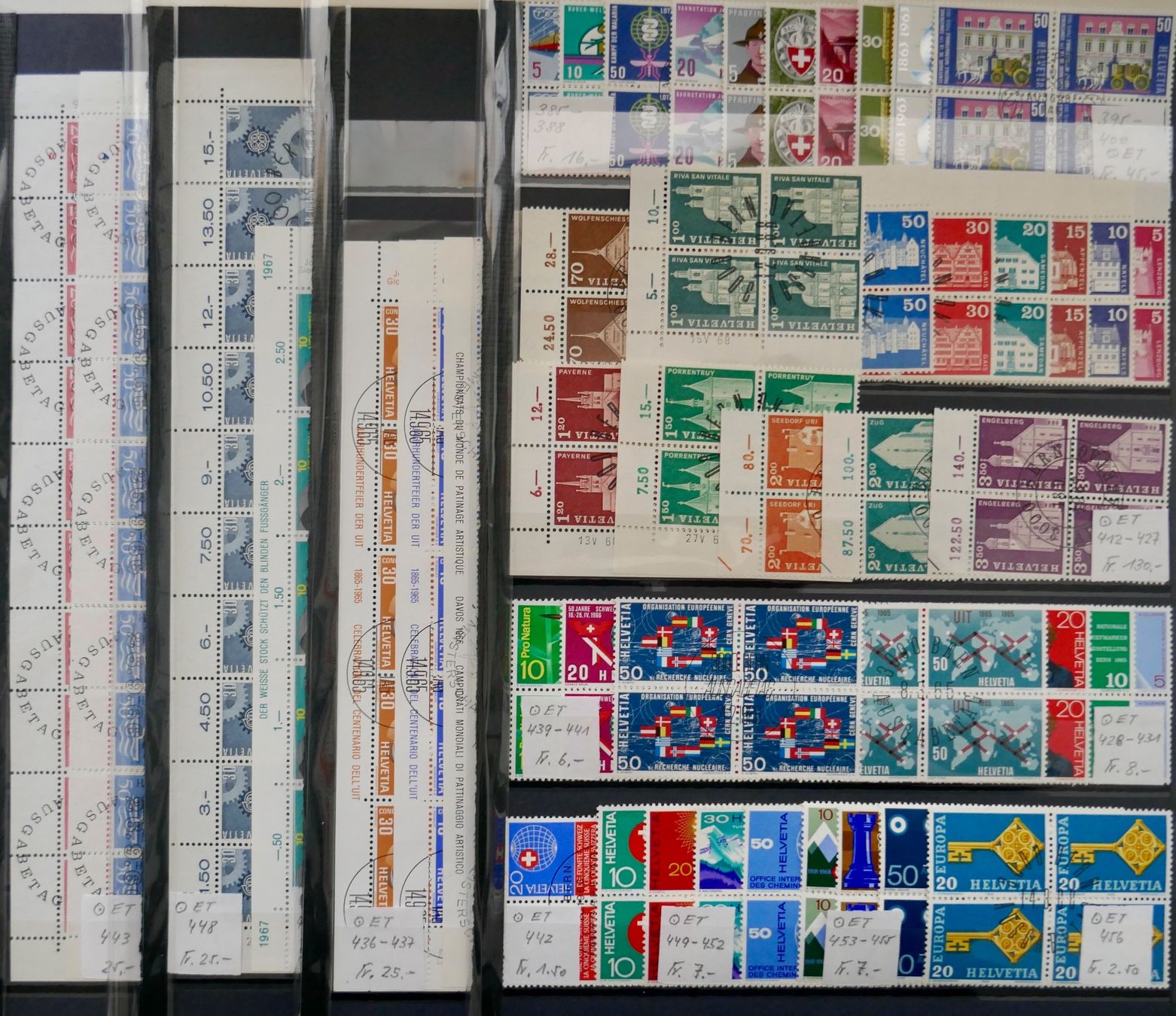 Alle Briefmarken: Lot Viererblöcke/Kleinbögen ET-oder gestempelt 1962 - 1968 – Gebraucht aus Möhlin von PHILABARTIS