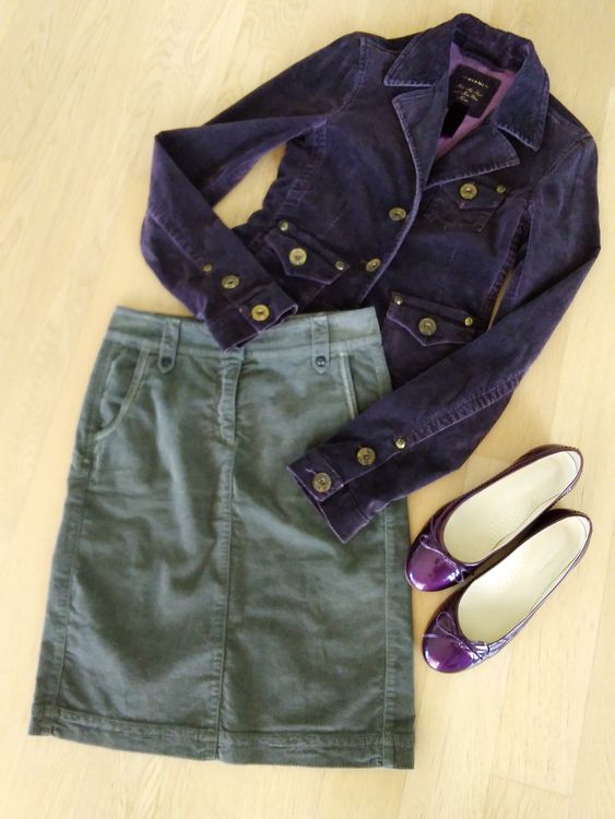 Jupe Femme Vintage Sport's Weill - Taille 42 - Bleu Vert - Coton - Made In France
