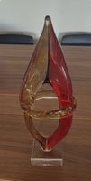 Unique Art Glass Sculpture - Red and Amber Colors