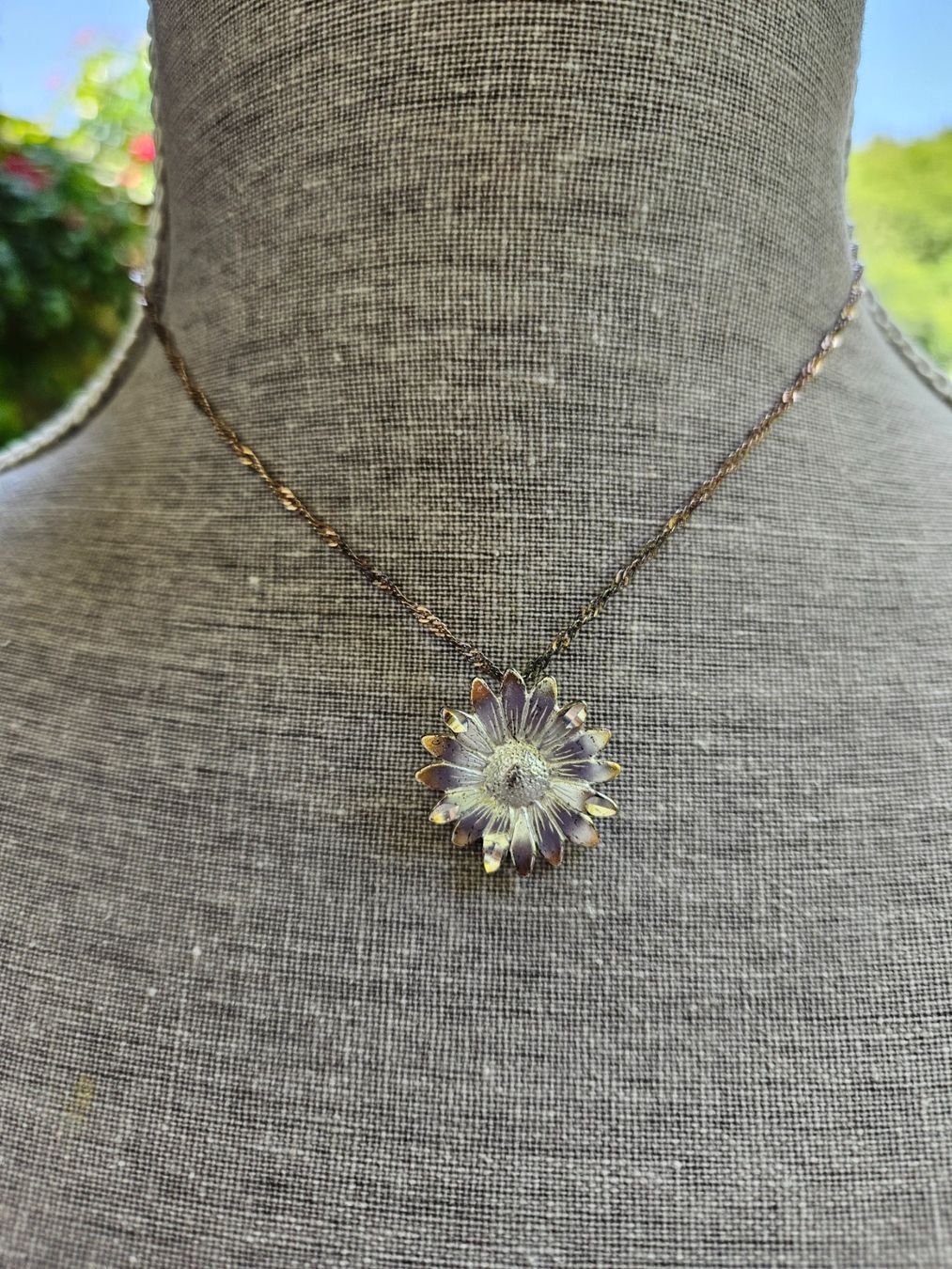 Catenine: Antike Halskette Blume echtes Sterling Silber – Usato da Gränichen venduto da Zmoonlight