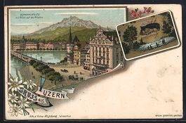 Litho Luzern, Schwanenplatz mit Blick au