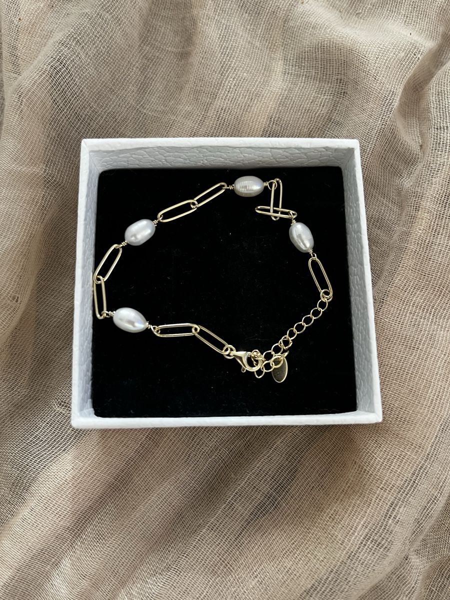 Bracciali & Braccialetti: 925 SILBER PERLENARMBAND GOLDFARBIG – Nuovo (secondo la descrizione) da Opfikon venduto da acoaee